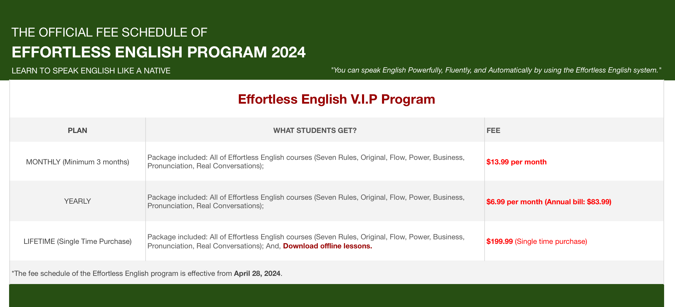 Effortless English vip program 